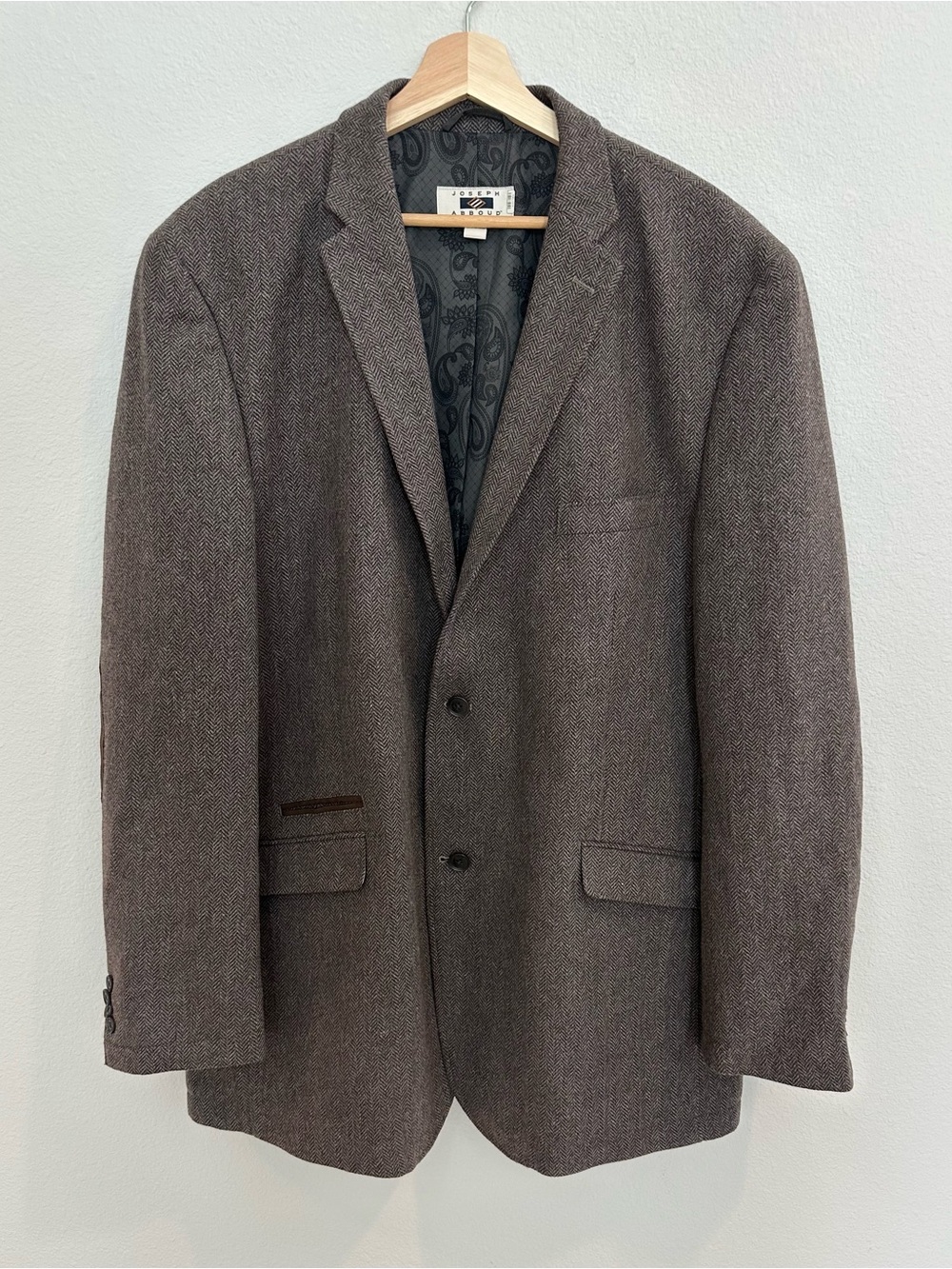Joseph Abboud 3XLT Brown Herringbone Wool Blend Blazer Elbow Patch Sport Coat